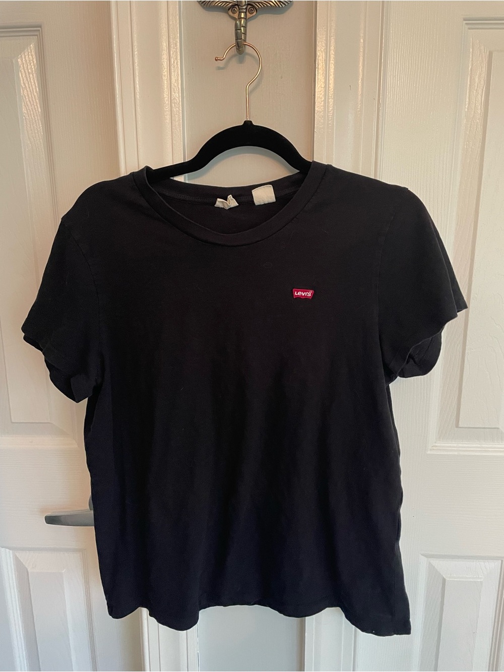 Levi's Black Tee with Small Red Tag Detail